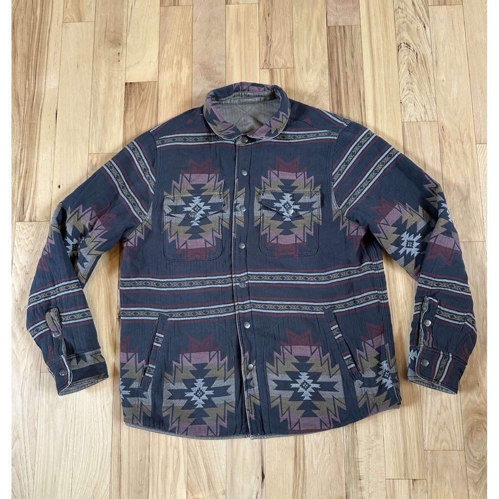 Faherty Doug Good Feather Reversible Bondi Aztec Jacket Size Mens Medium
